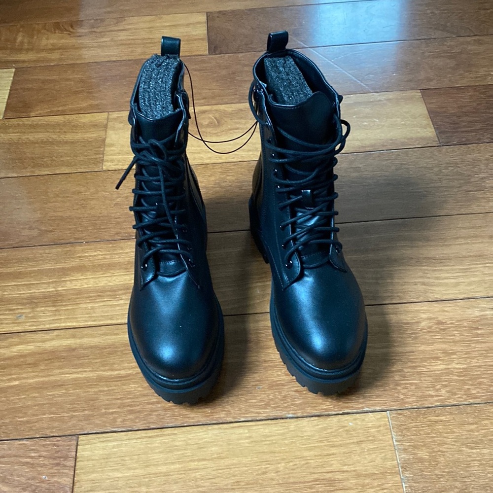 Black platform lace up boots
